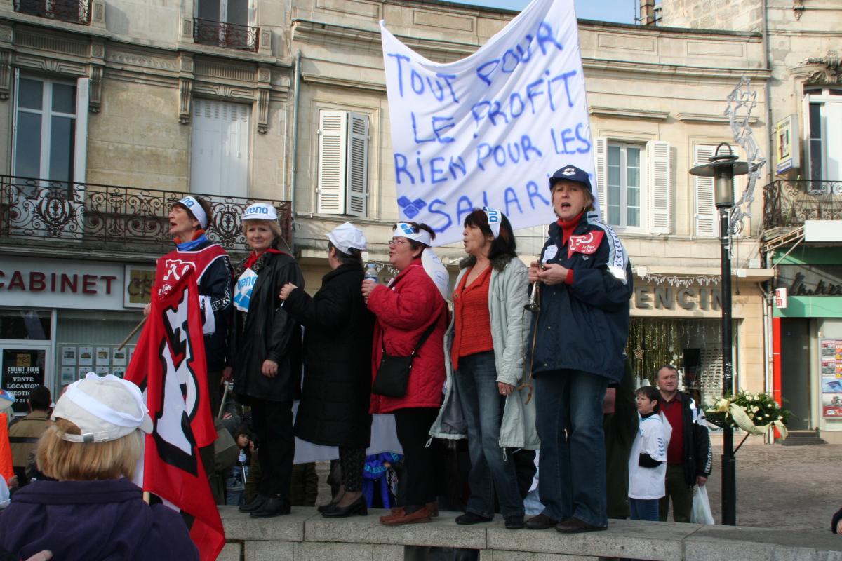 Manifestation contre la délocalisation dArena, Libourne, 14-01-2007