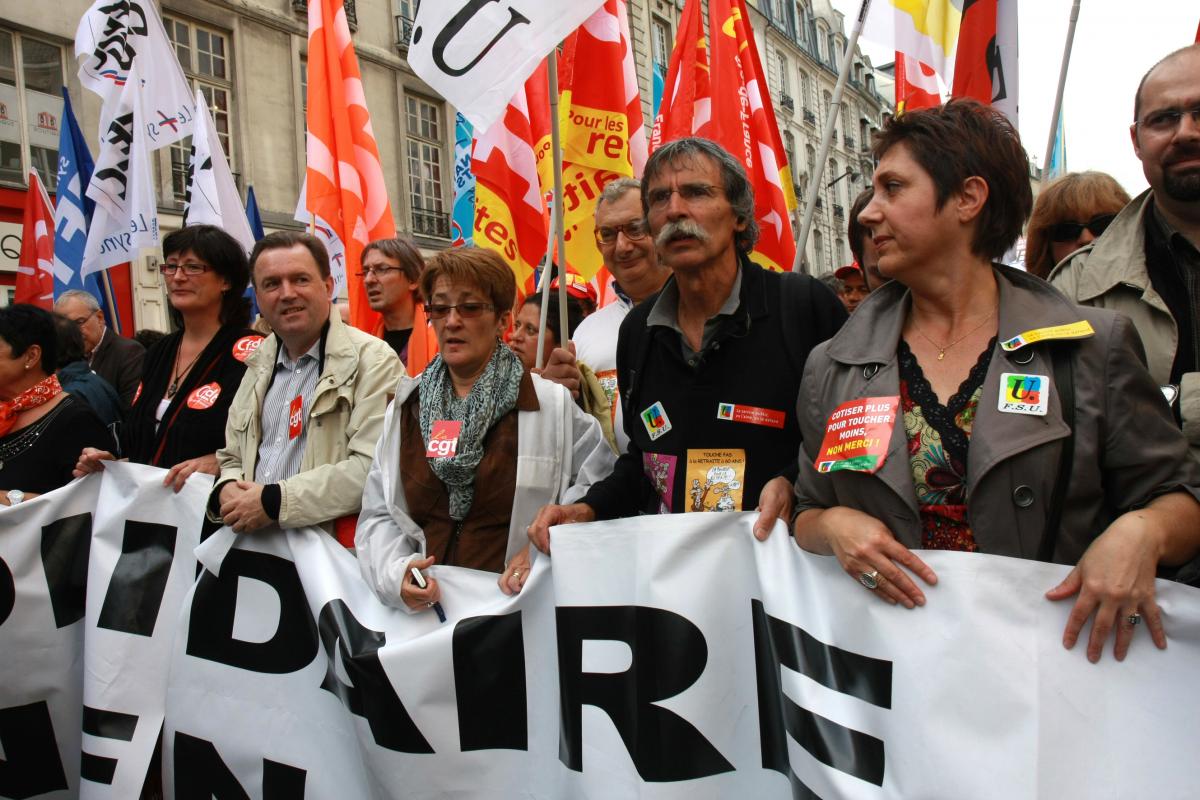 banderole de tête après le départ de François Chérèque et de Bernard Thibault
