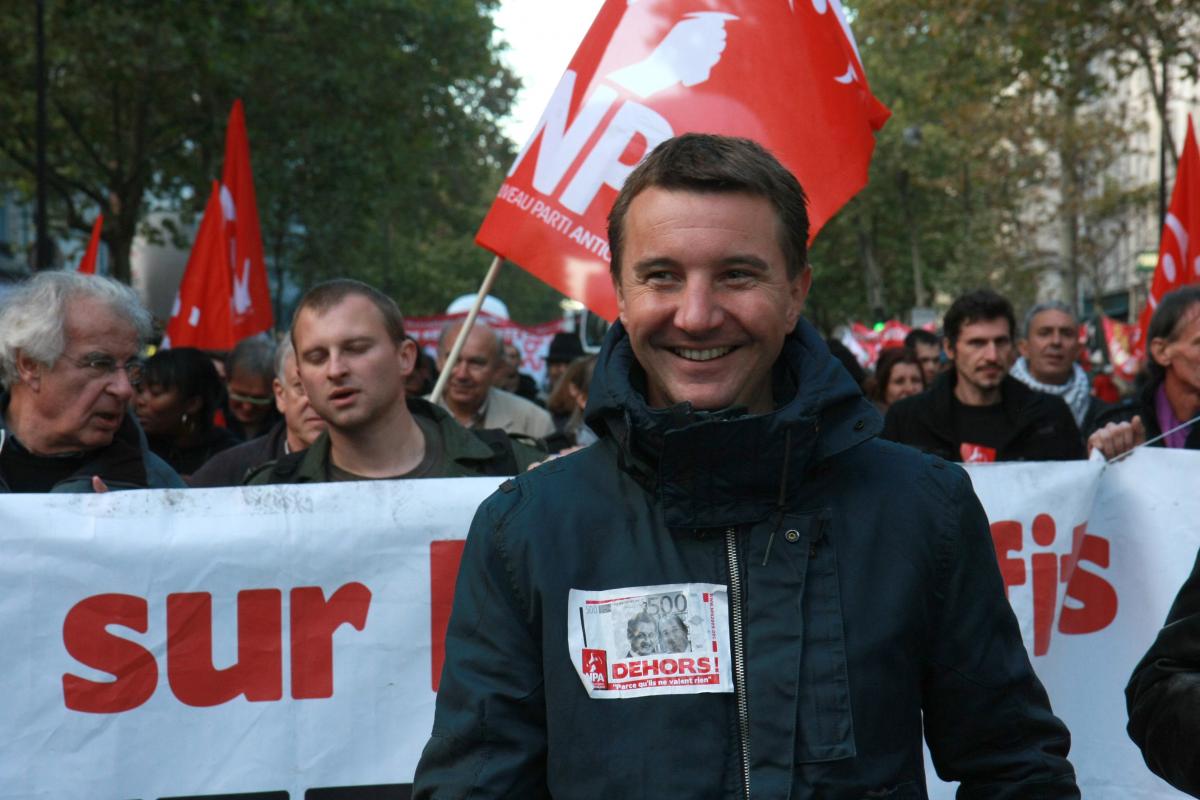 Olivier Besancenot et le cortège NPA