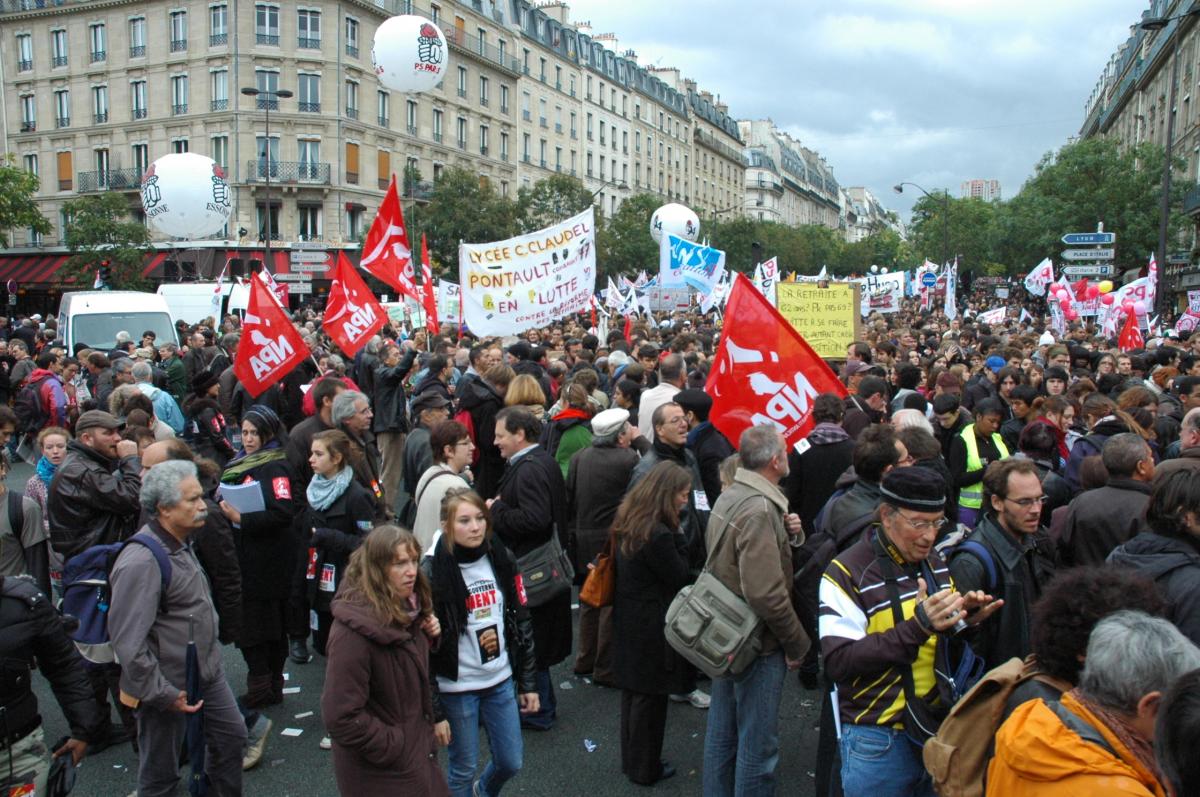 avenue des gobelins Paris manifestation contre le projet gouvernemental de réforme des retraites.