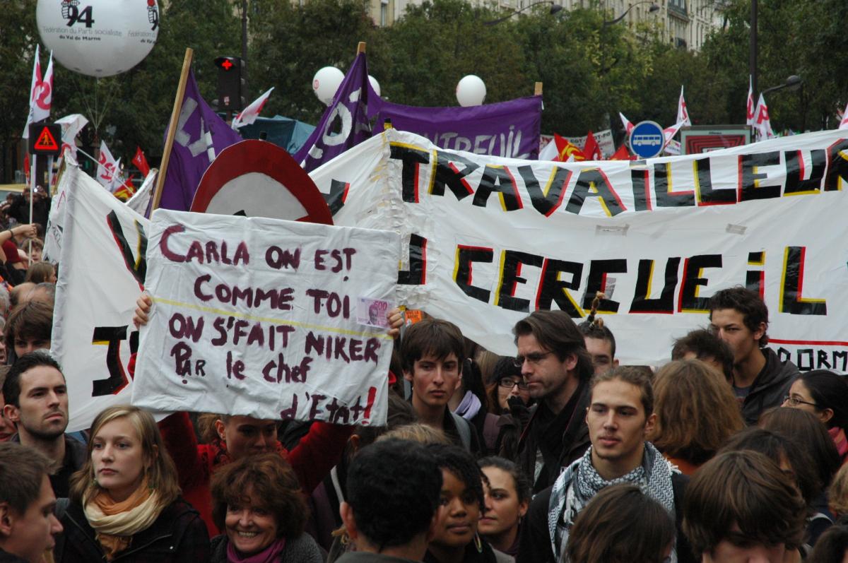 avenue des gobelins Paris, lycéens contre le projet gouvernemental de réforme des retraites.
