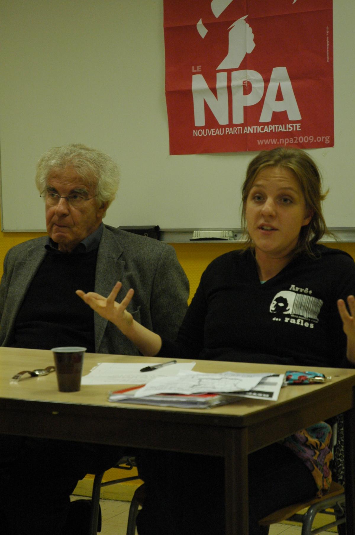 introduction au débat avec une militante du comité Npa du 11em arondissement Paris et Alain Krivine.
