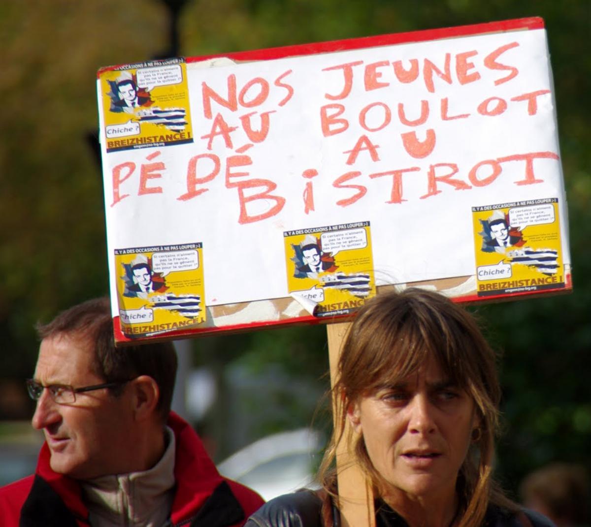 Pancarte dans une manif pour la retraite