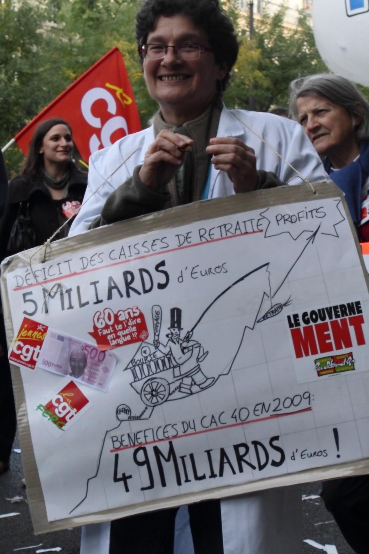 Manifestante avec pancarte