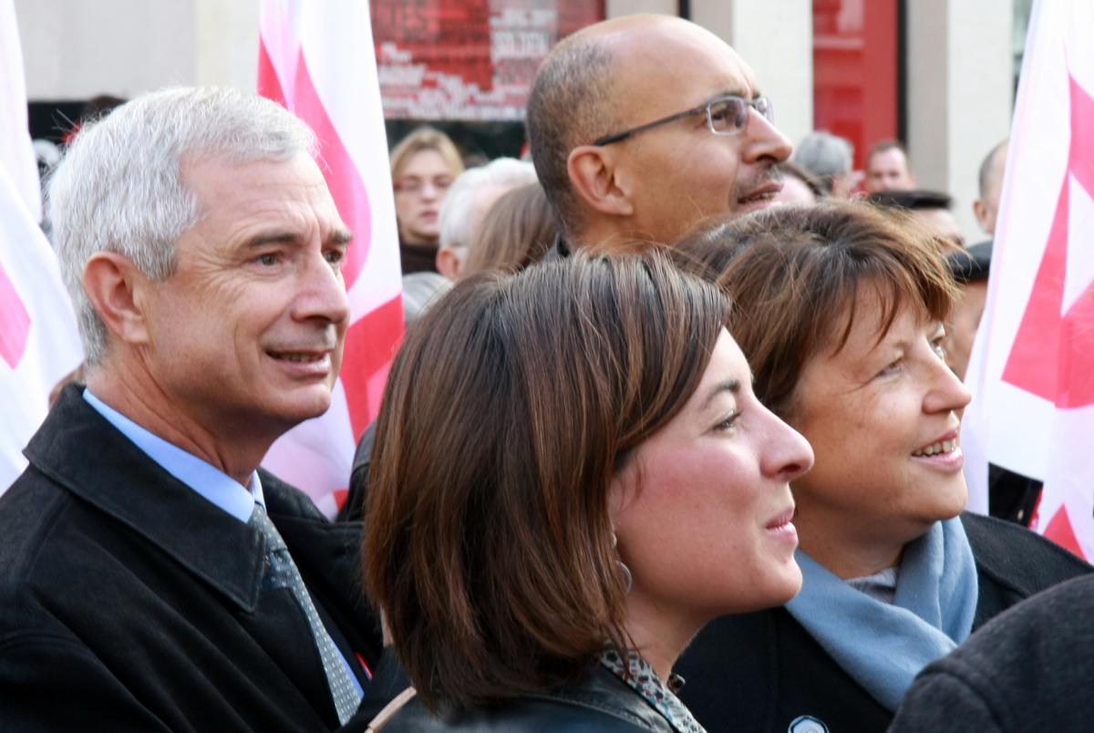 Martine Aubry et responsables au point fixe du PS