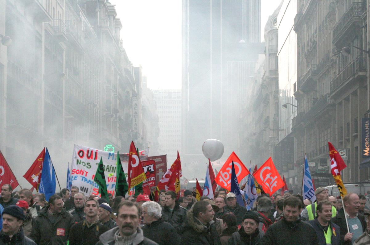 tete de la manifestation des cheminots le 8 fev 2007 à Paris