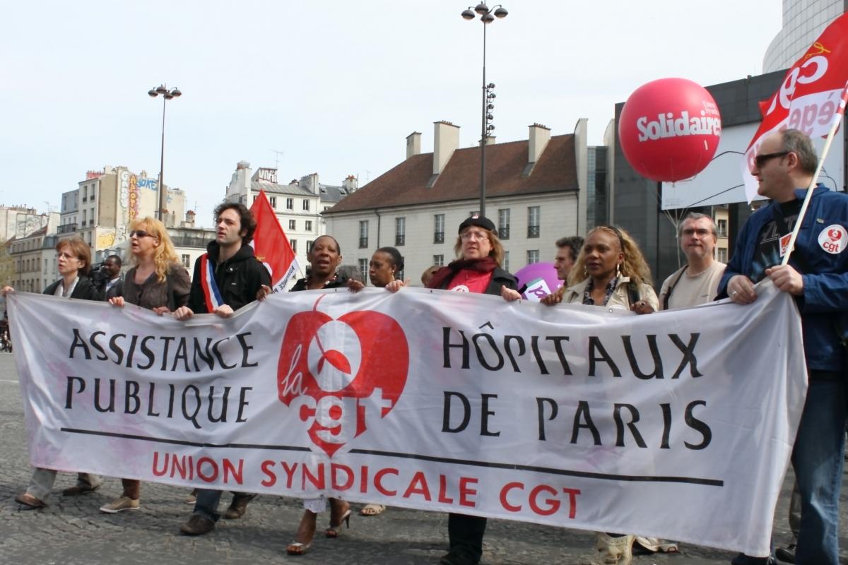 Banderole de la CGT Assistance Publique