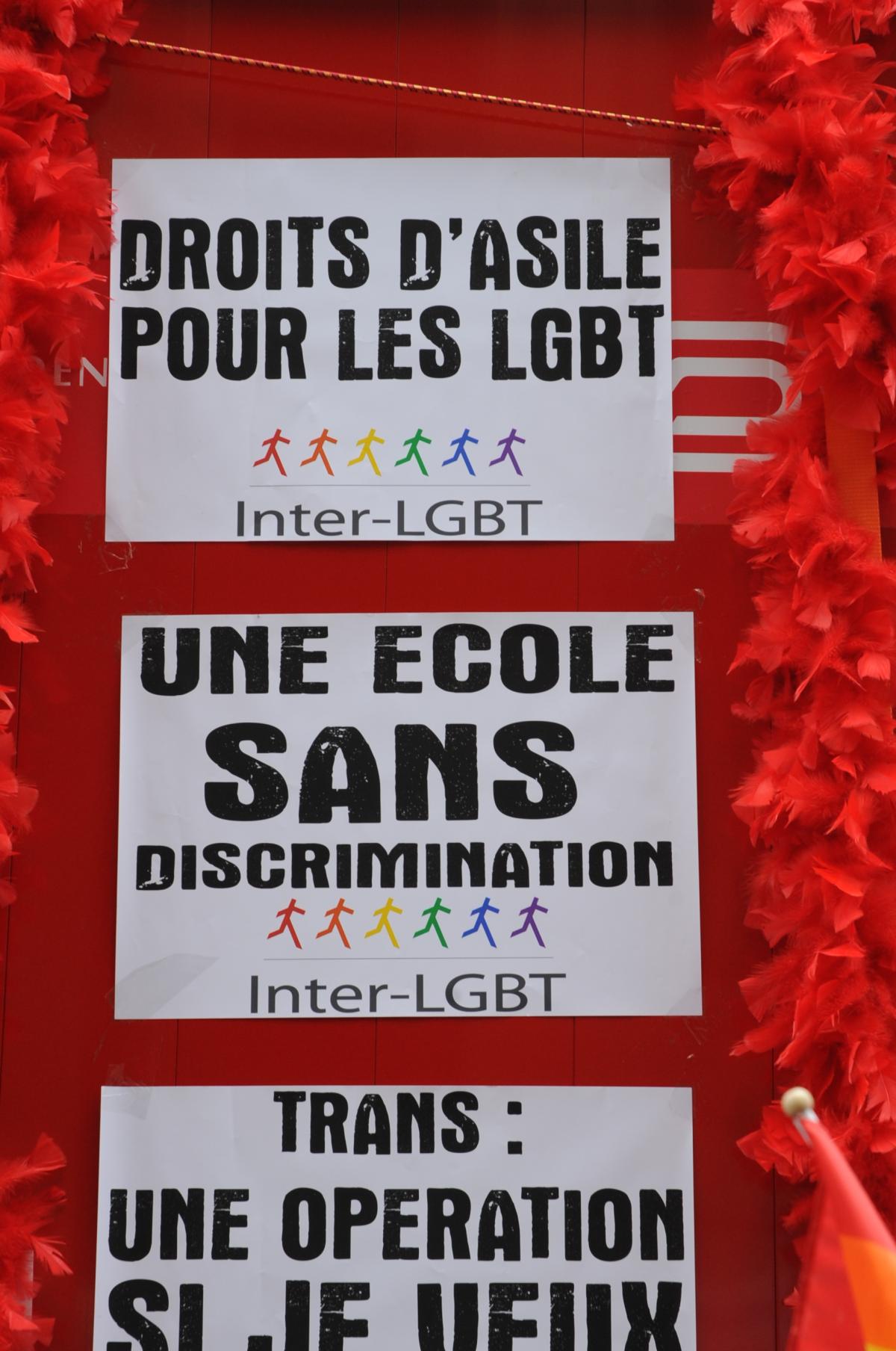 Droits d'asile pour les LGTB, une école sans discrimination,Trans: une opération si je veux.