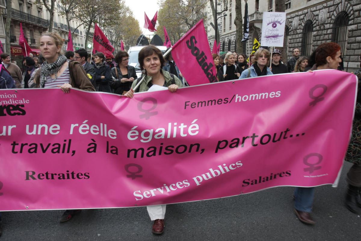 Cortège Solidaires avec Annick Coupé
