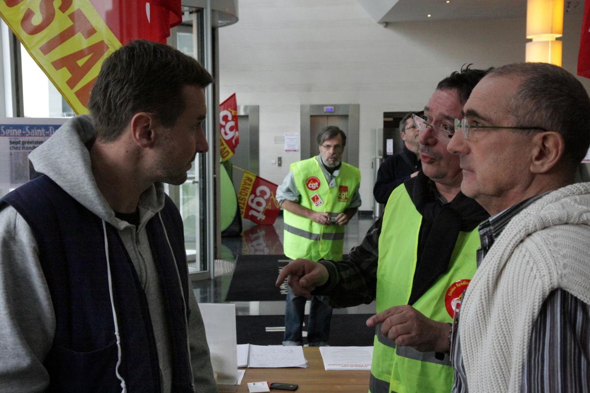 Olivier Besancenot au siège de Randstad reçu par les délégués