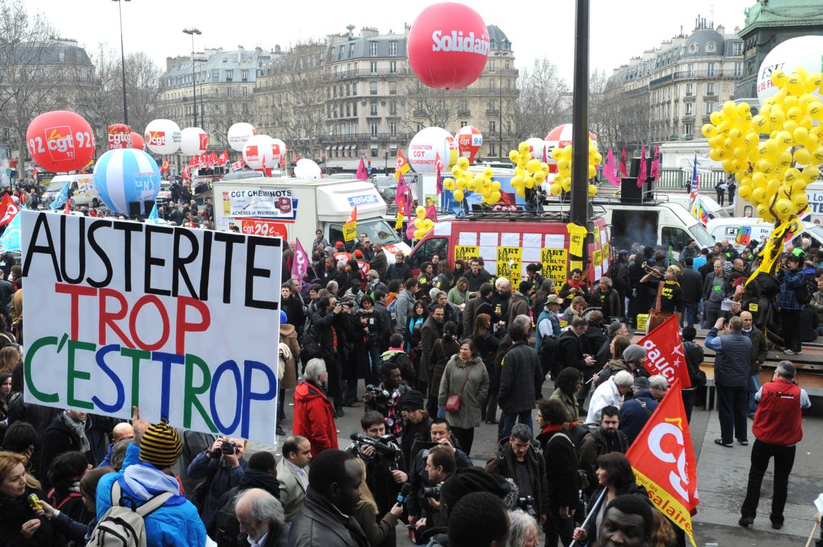 Bastille pancarte Austerité trop c'est trop!