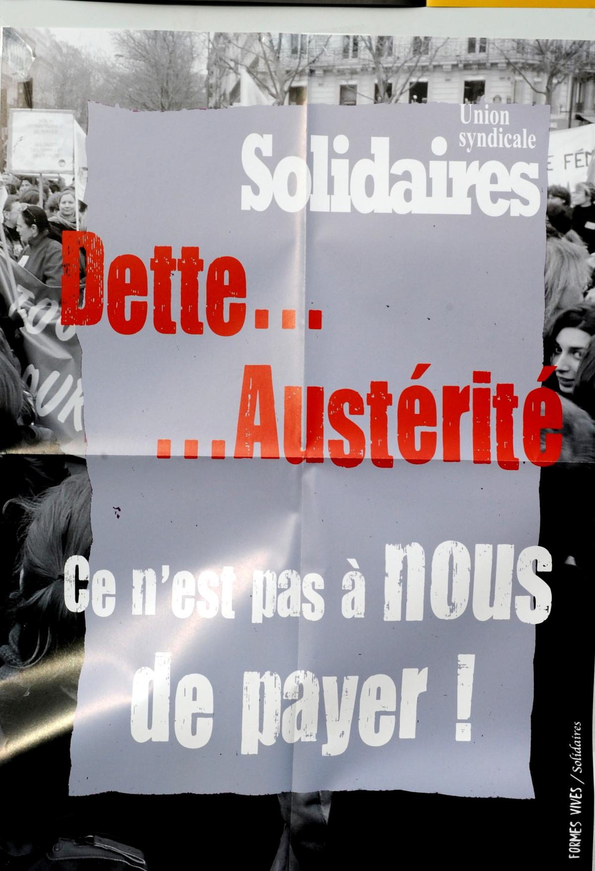 affiche de Solidaires Dette Austérité ce n'est pas à nous de payer!