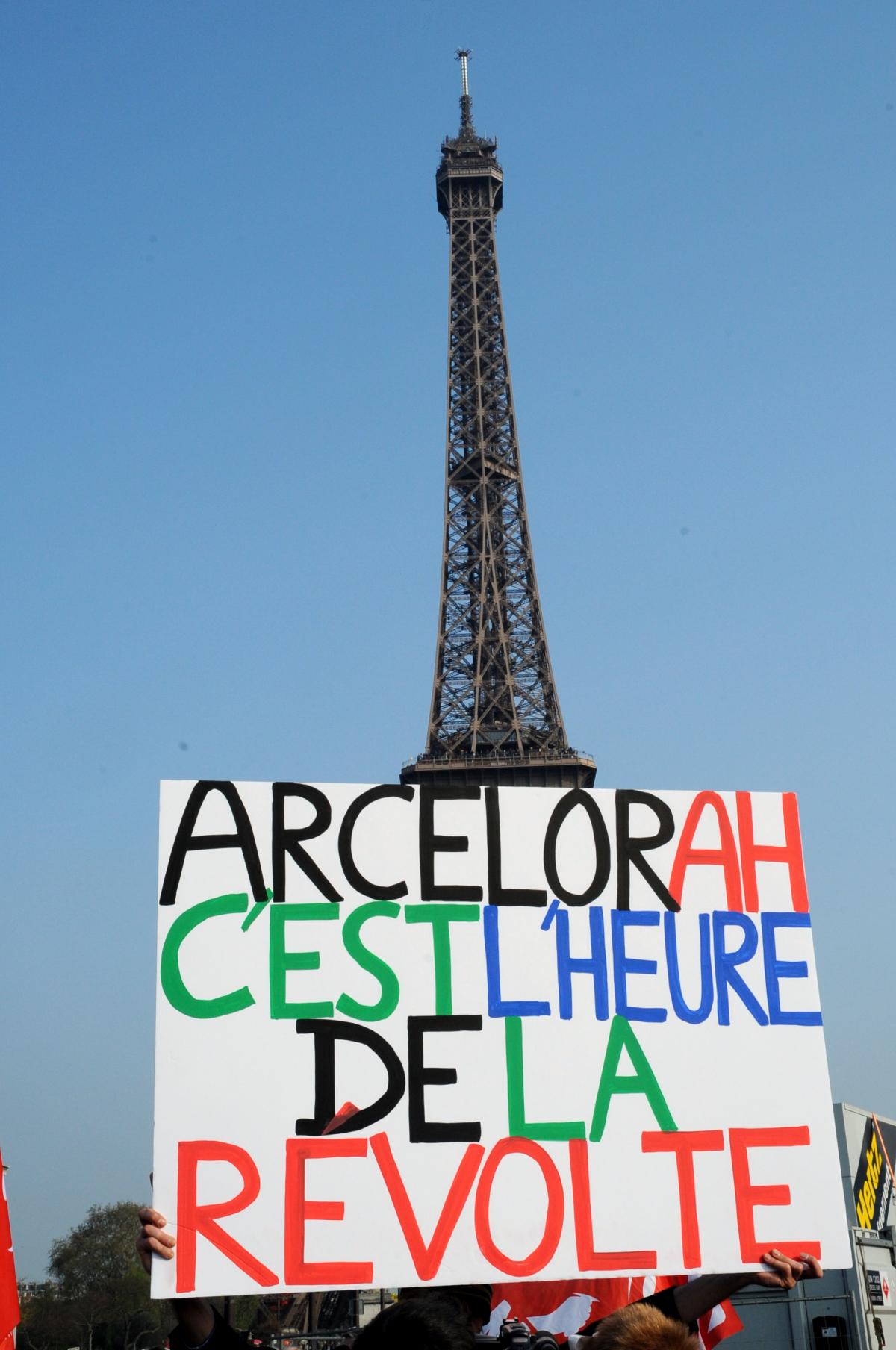 Pancarte Arcelor ah c'est l'heure de la révolte