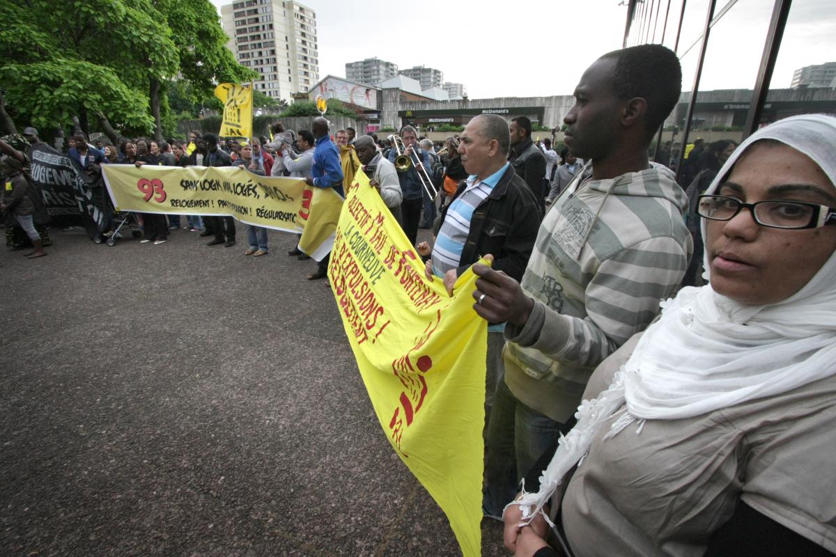 La tête de la manifestation sur l'esplanade