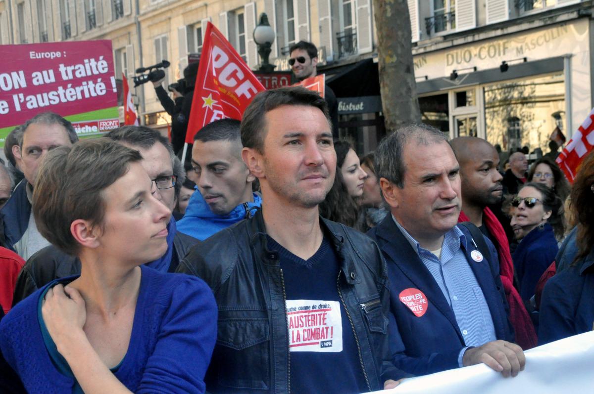 Clémentine Autain et Olivier Besancenot à la manifestation contr