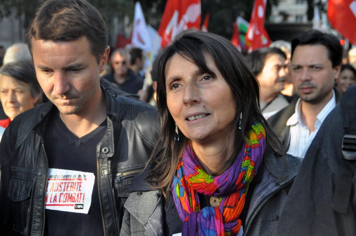 Olivier Besancenot et Christine Poupin à la Manifestation contre