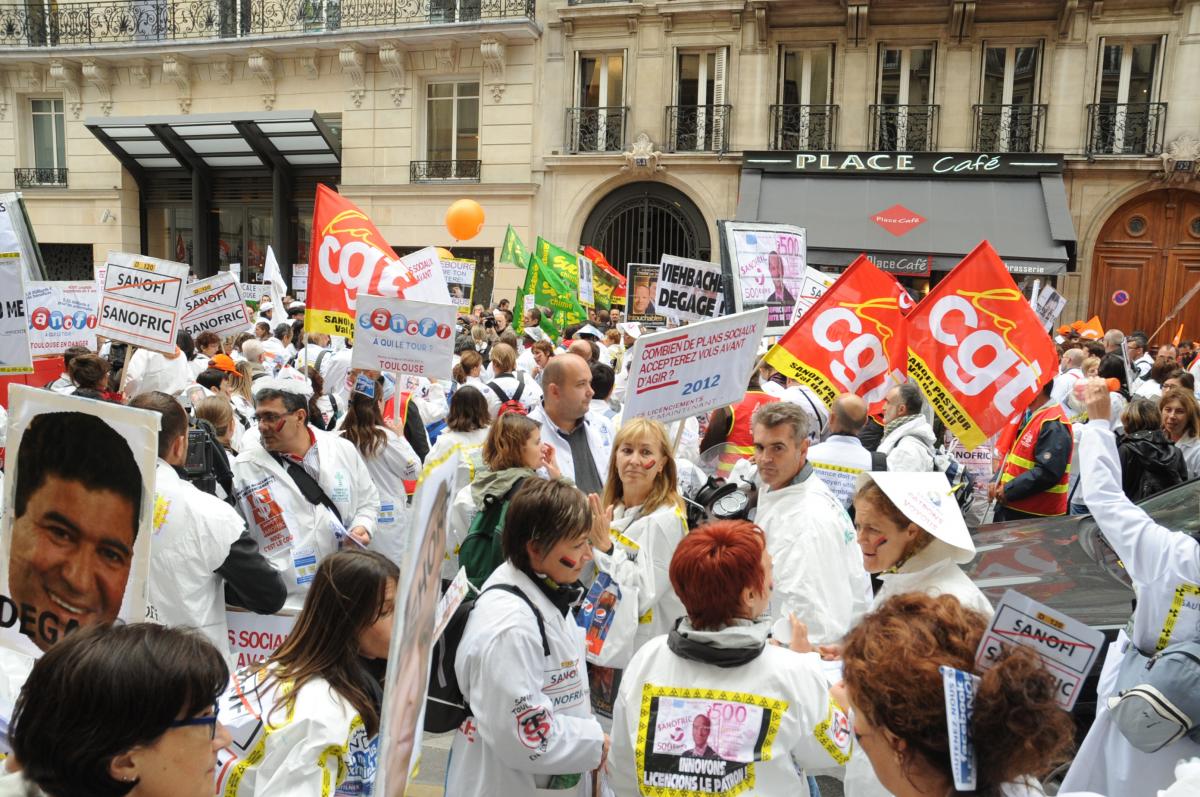 Manifestation Nationale des SANOFI 1ère entreprise de l'industrie pharmaceutique en France,