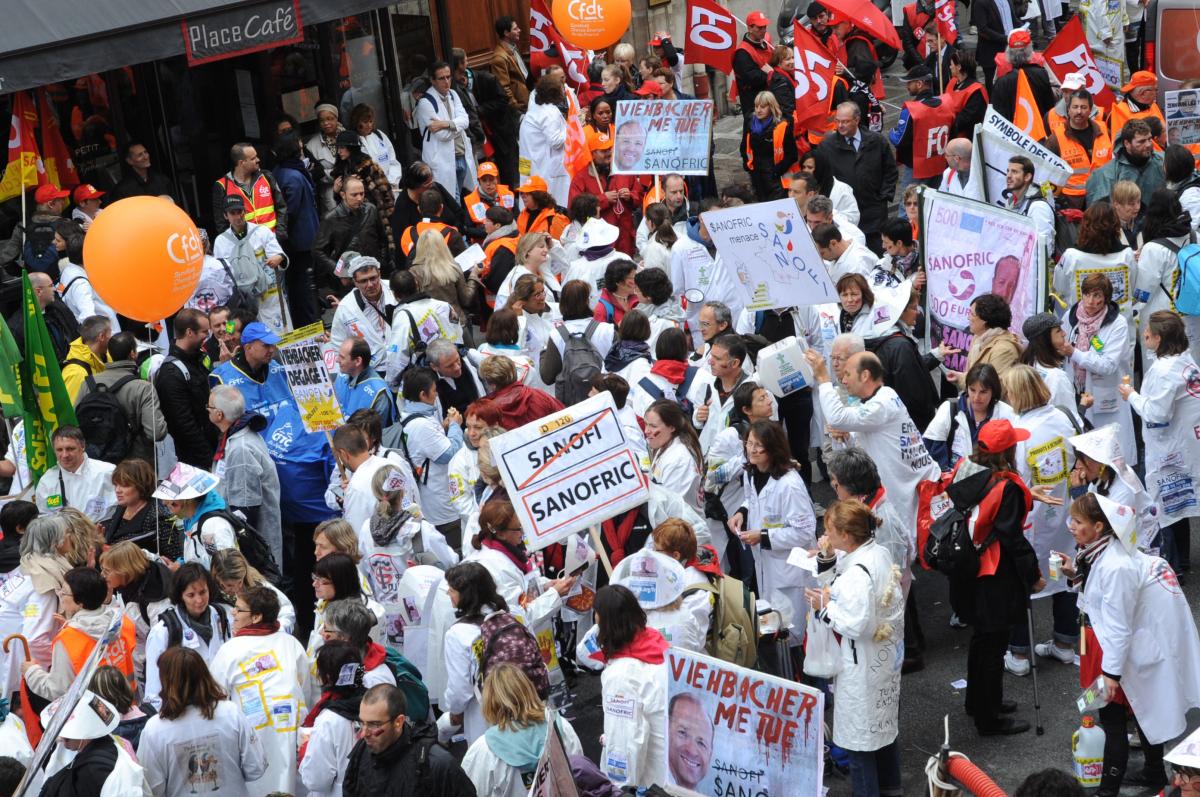 Manifestation Nationale des SANOFI 1ère entreprise de l'industrie pharmaceutique en France,