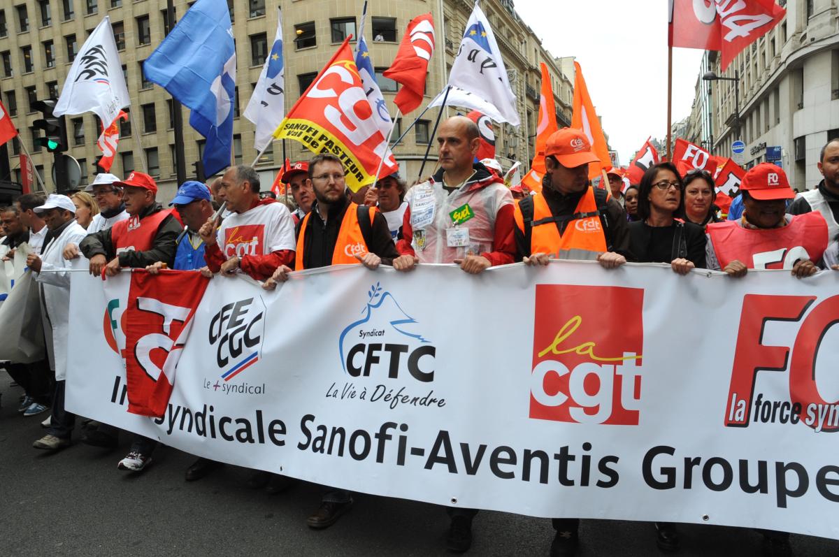 Tête de manifestation des Salariés SANOFI de l'industrie pharmaceutique