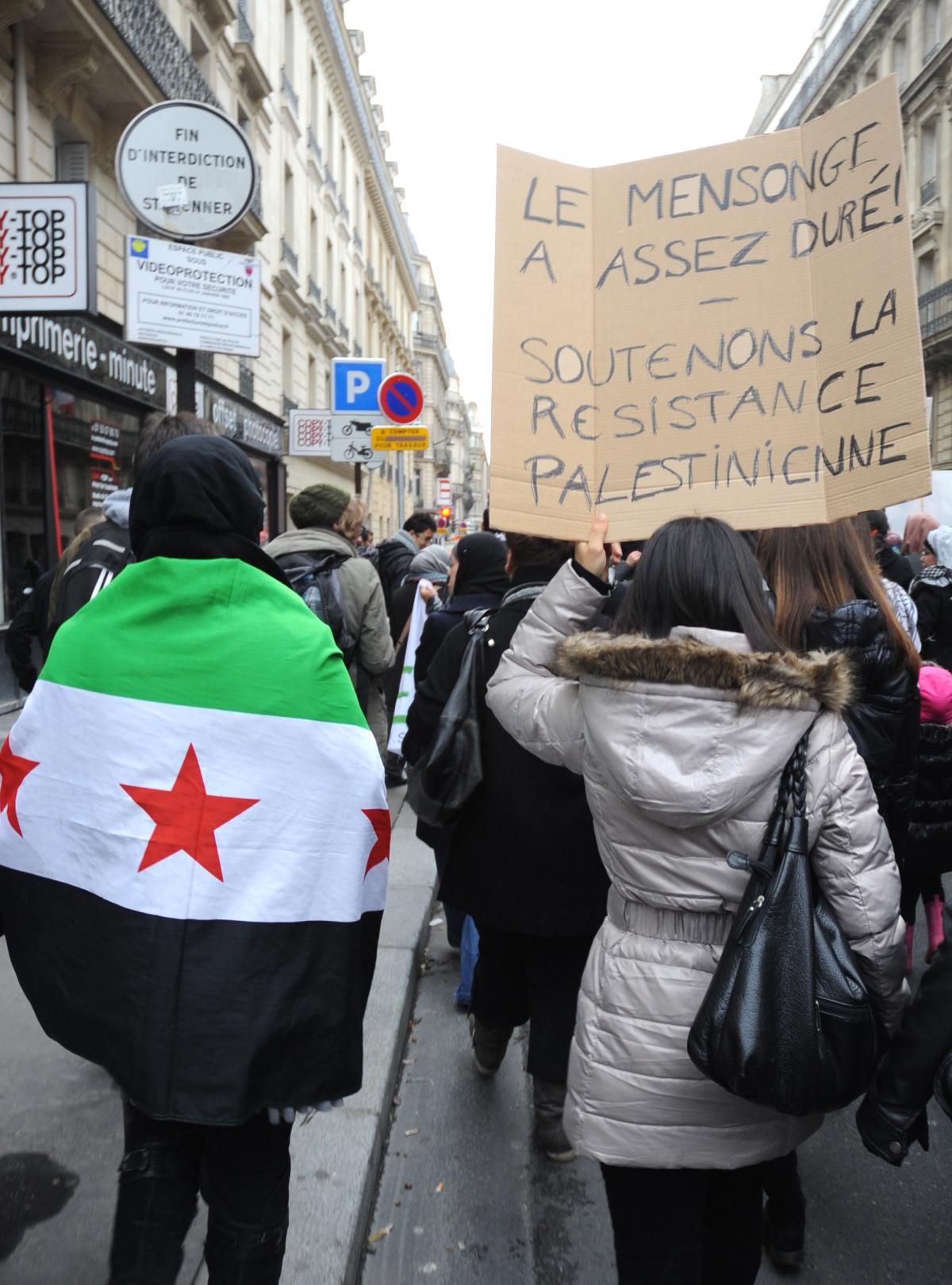 Manifestantes Halte aux agressions contre Gaza