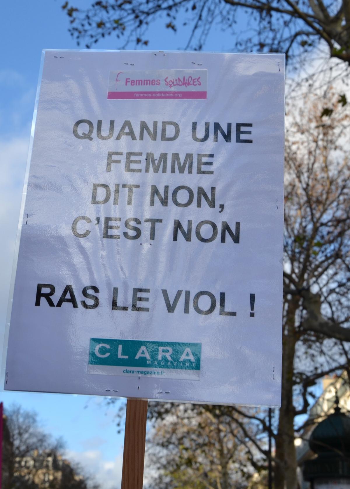 Non c'est non. Manifestation contre les violences faites aux femmes, dimanche 25 novembre, Paris