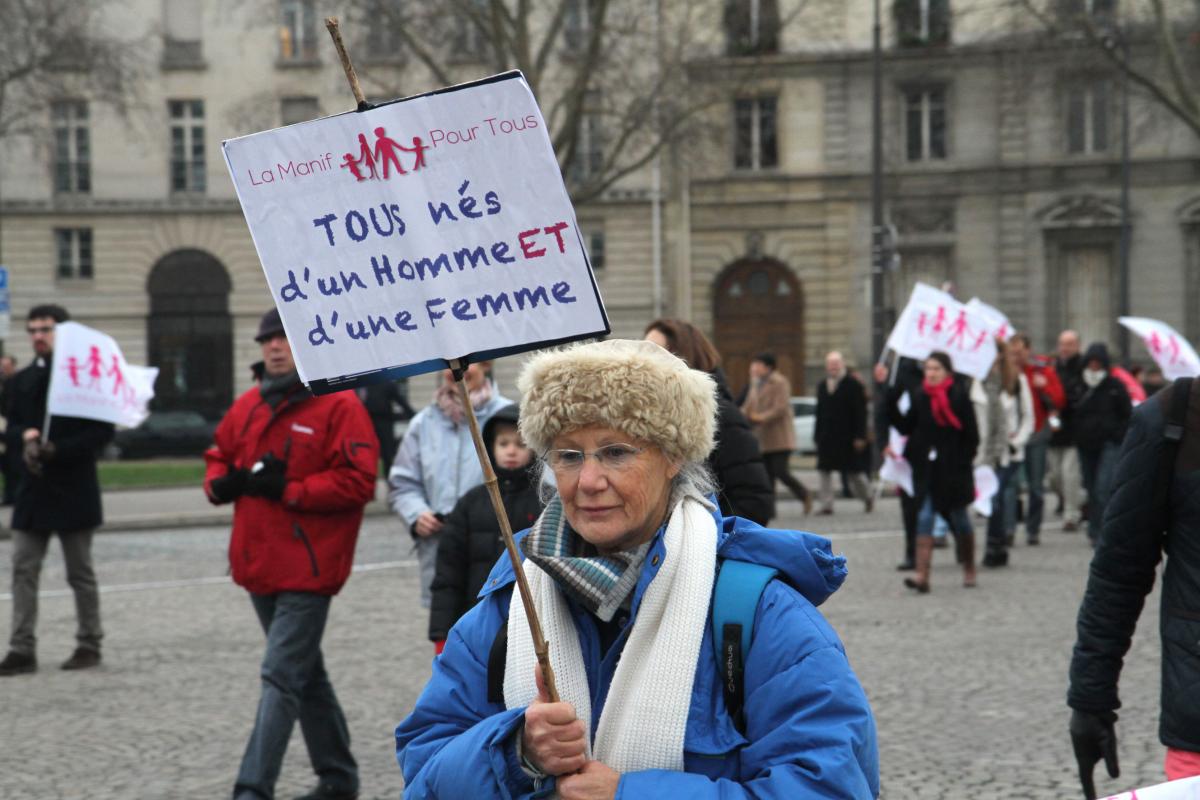 Pancarte Tous nés d'un homme et d'une femme
