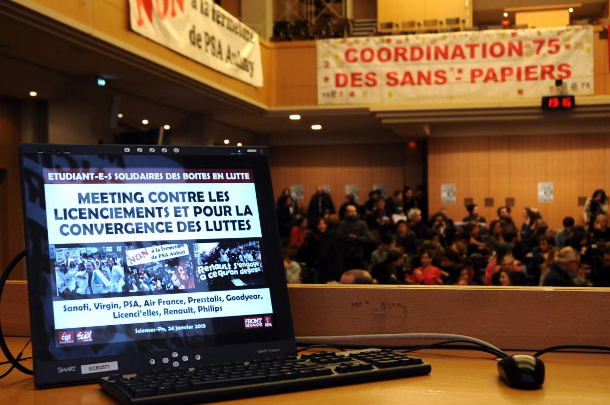 écran Meeting pour la convergence des luttes