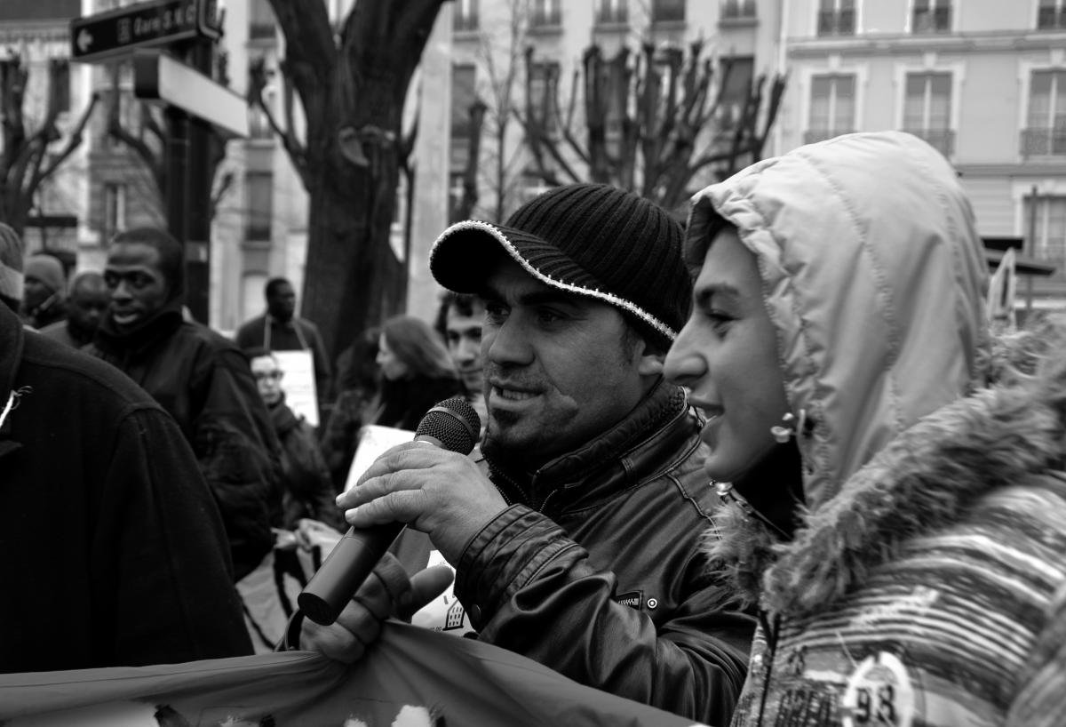 manif contre les expulsions, manifestants Rroms