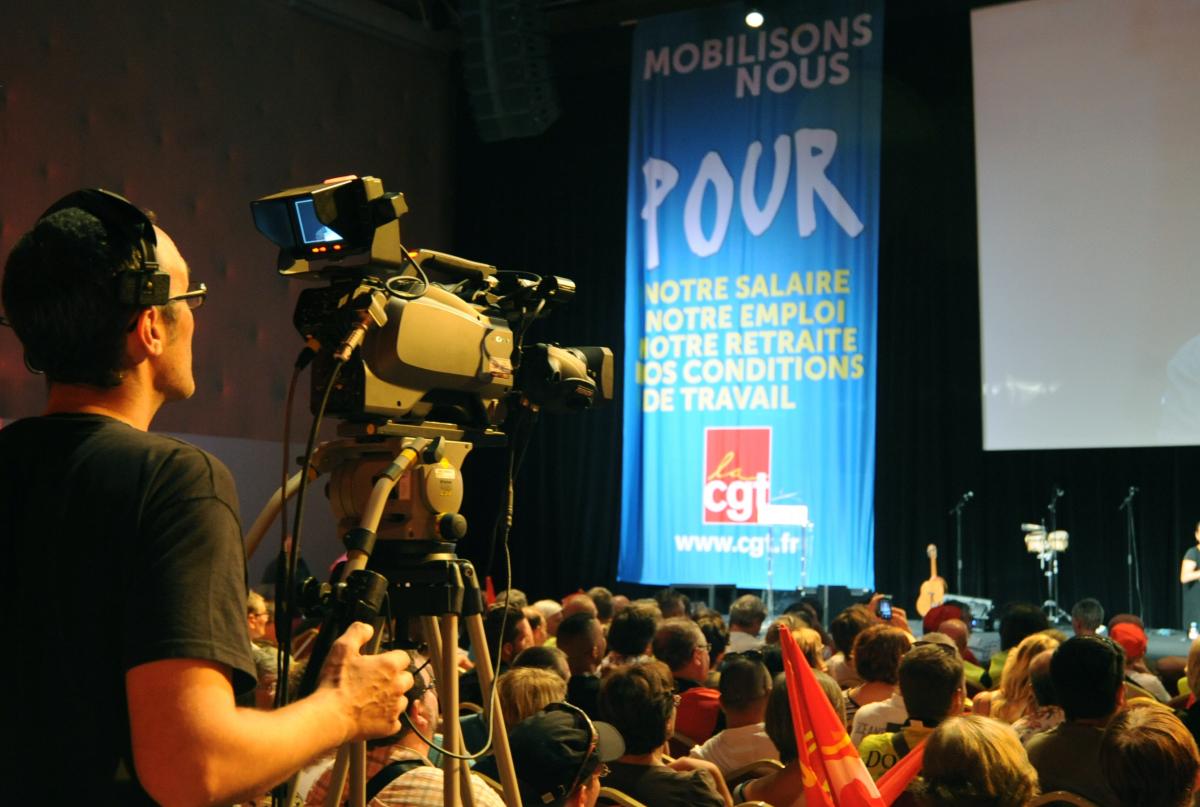 Cameramen au meeting Cgt