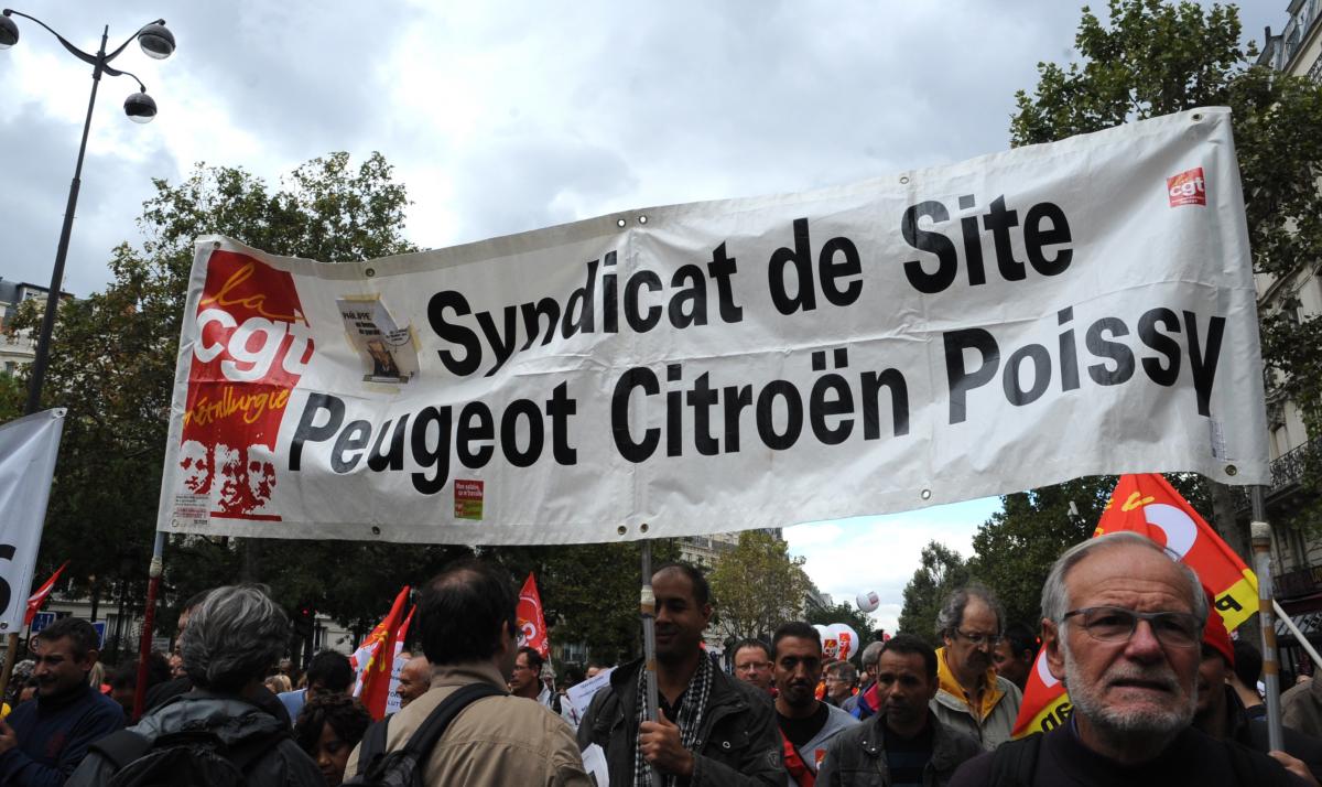 Banderole Syndicat de site Peugeot Citroën Poissy