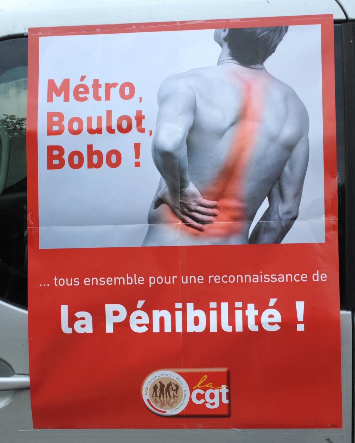Affiche Cgt pour une reconnaissance de la pénibilité