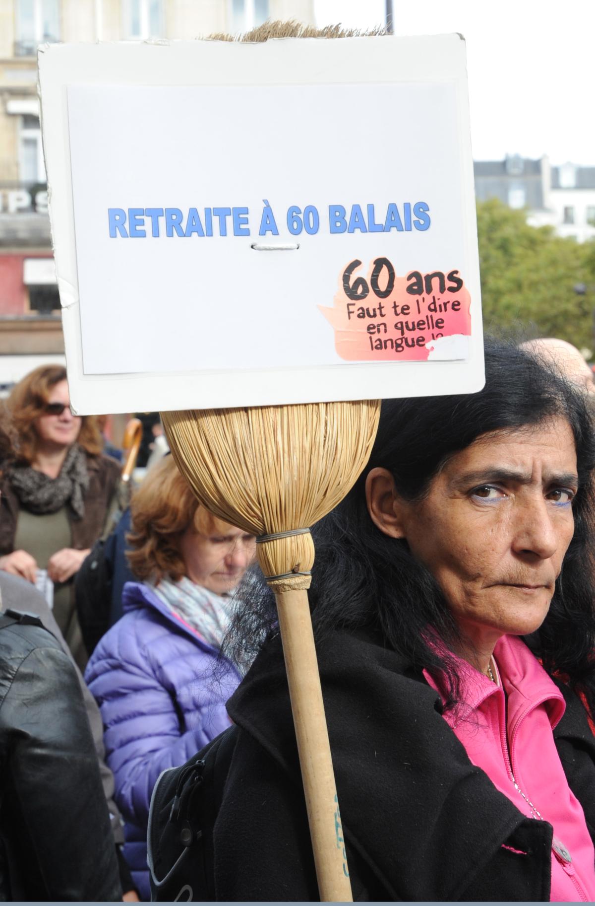 Affichette retraite à 60 balais faut te le dire en qu'elle langue