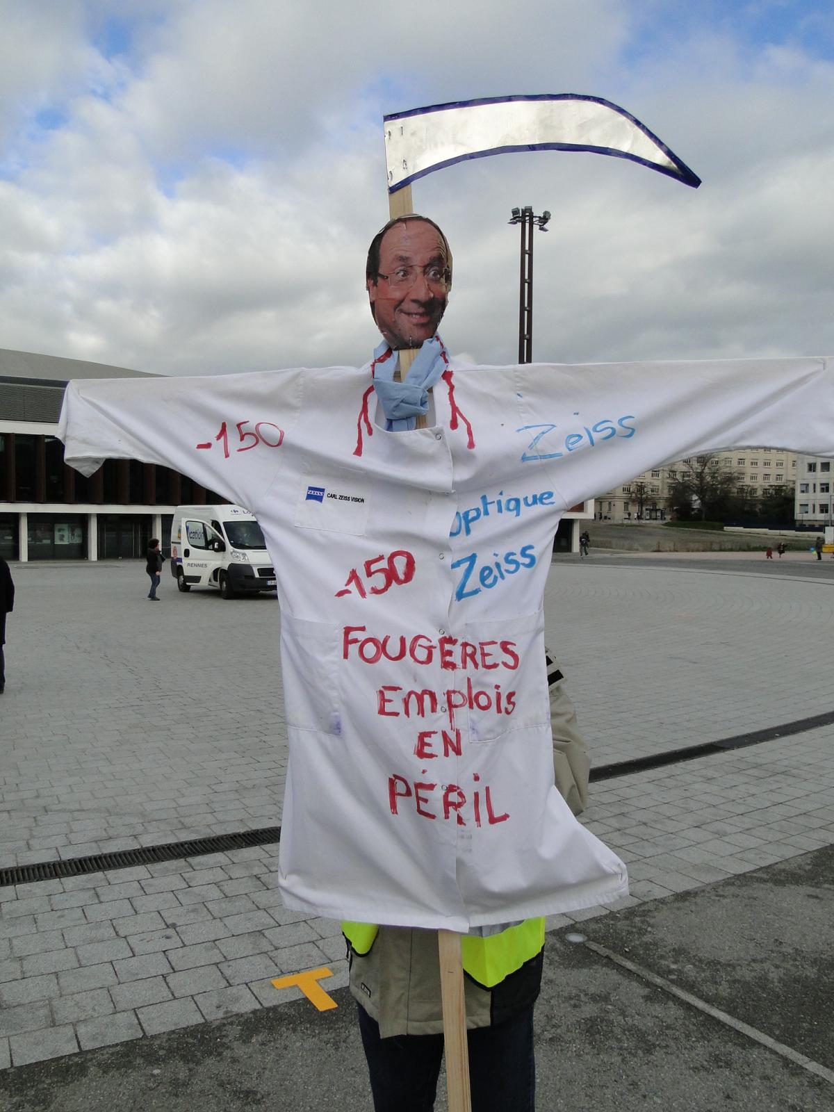 Pancarte manifestation contre la casse de l'emploi en Bretagne