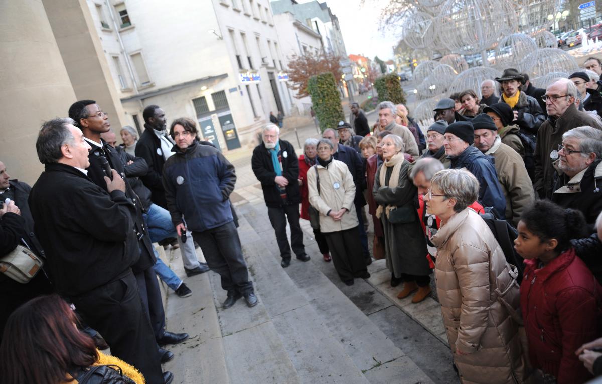 Comité de soutien à Ibrahima à la sortie du tribunal correctionnel de Bergerac