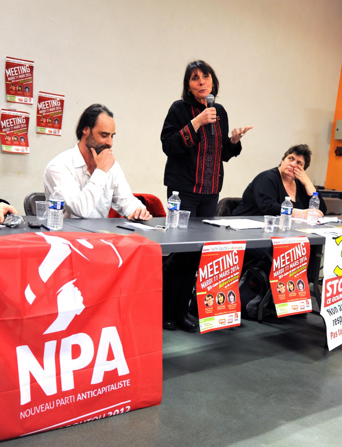 Christine Poupin porte parole du Npa meeting municipales Alfortville