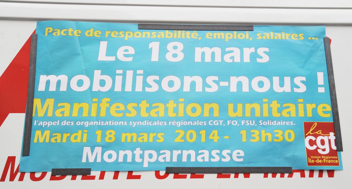 Manifestation 18 mars 2014 contre le pacte de responsabilité