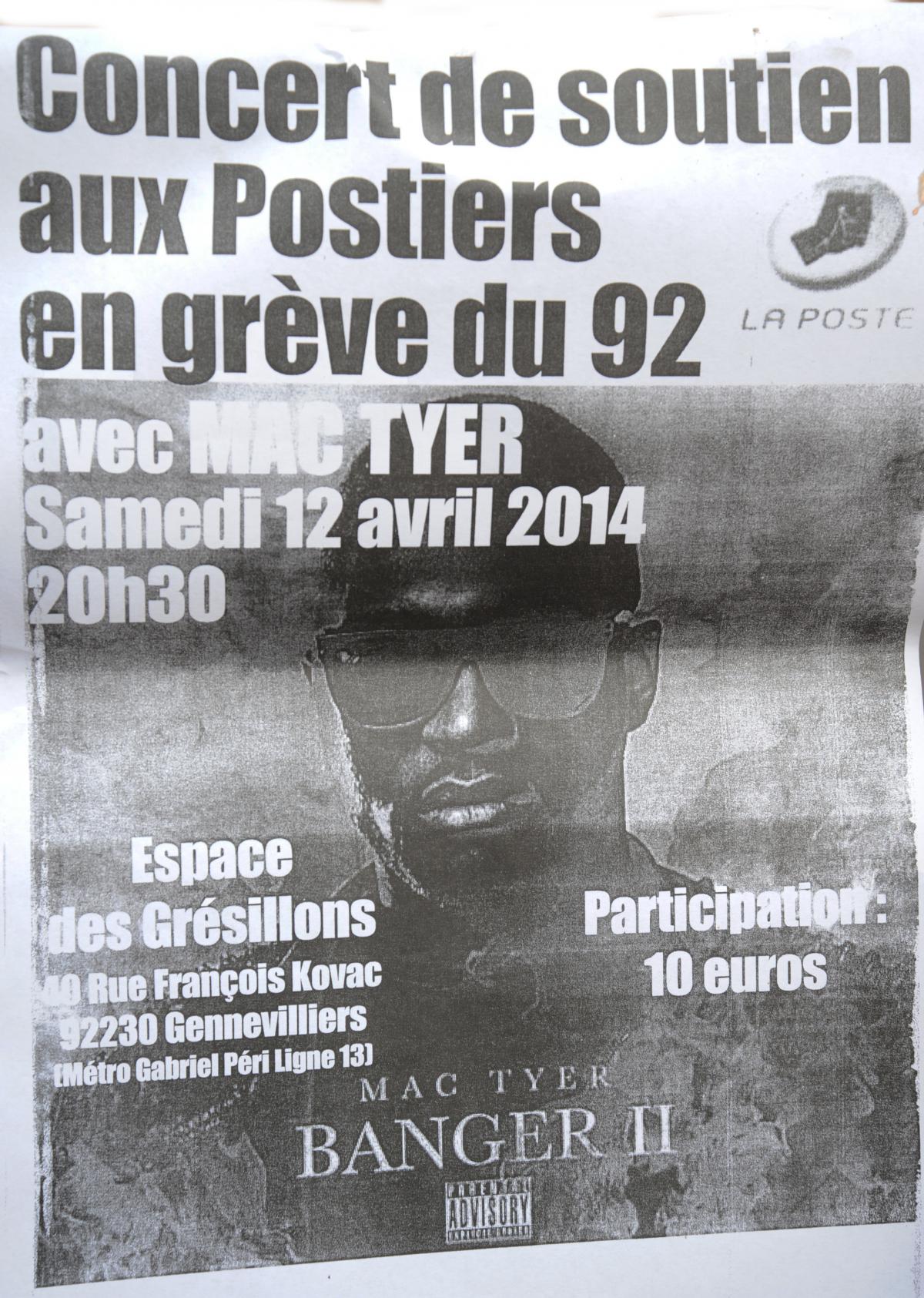 Concert de soutien aux Postiers en Grève du 92