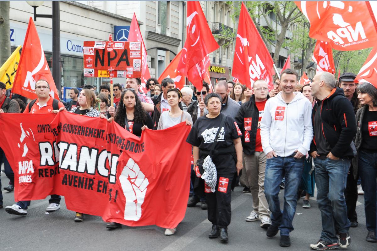 Tête de cortège du Npa marche contre l'austérité du 12 Avril 2014