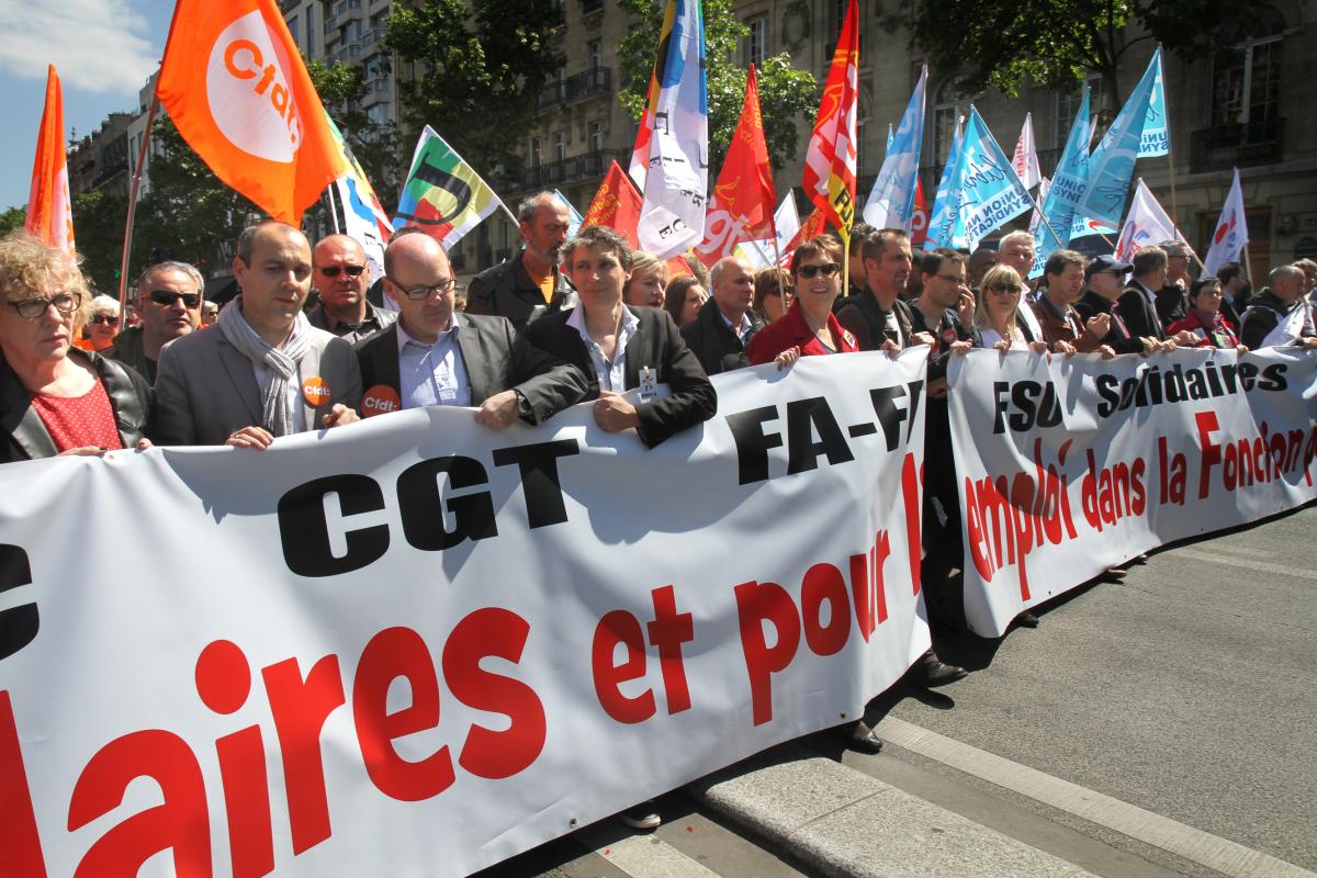 Tête du cortège avec Laurent Berger de la CFDT