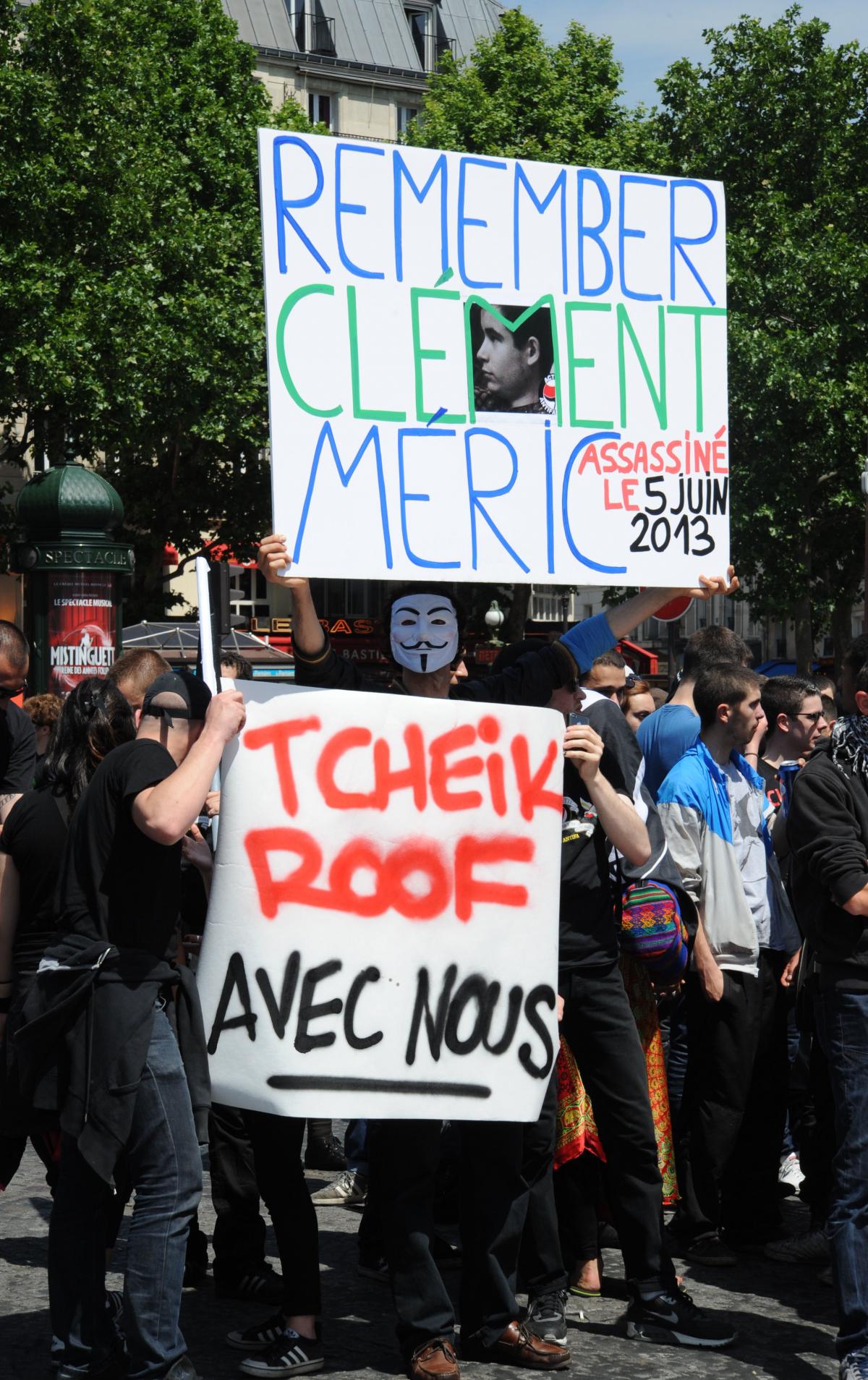 Manifestation unitaire à l'occasion de la commémoration des un an de l'assassinat de Clément Méric