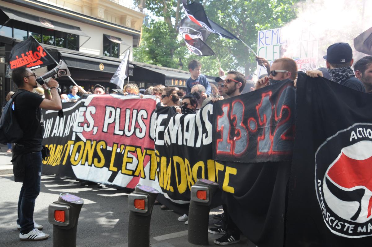 Manifestation unitaire à l'occasion de la commémoration des un an de l'assassinat de Clément Méric