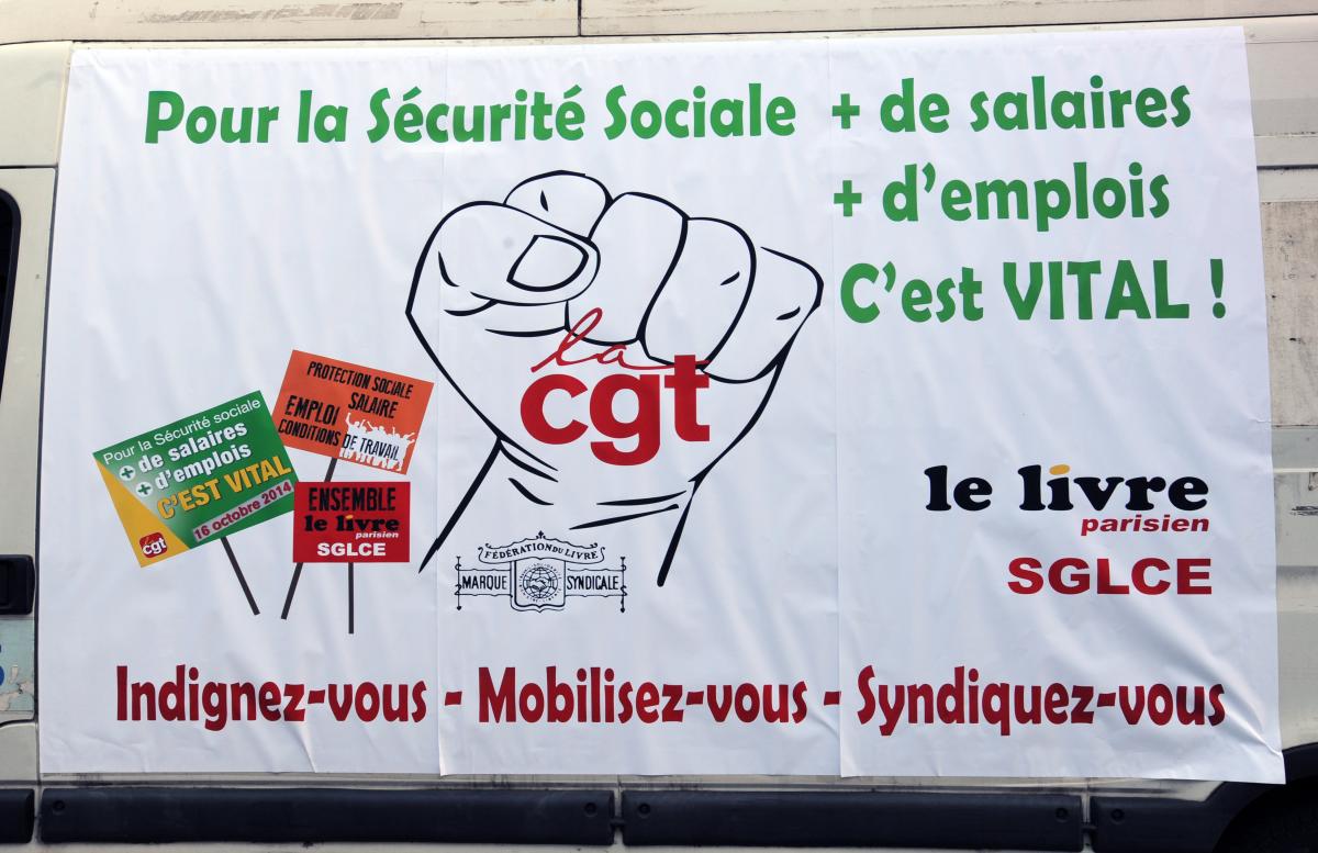 Banderole du syndicat du Livre et de la communication écrite Cgt