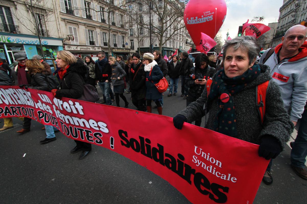 Cortège Solidaires avec Annick Coupé