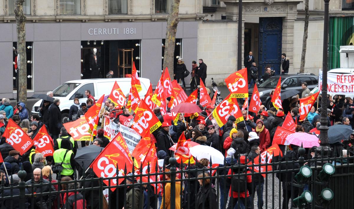Manifestation intersyndicale contre la loi Macron.