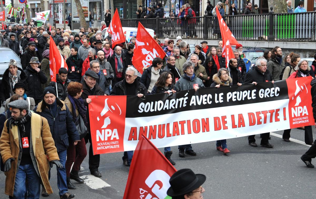 Tête de cortège manifestation Npa en soutien du peuple Grec