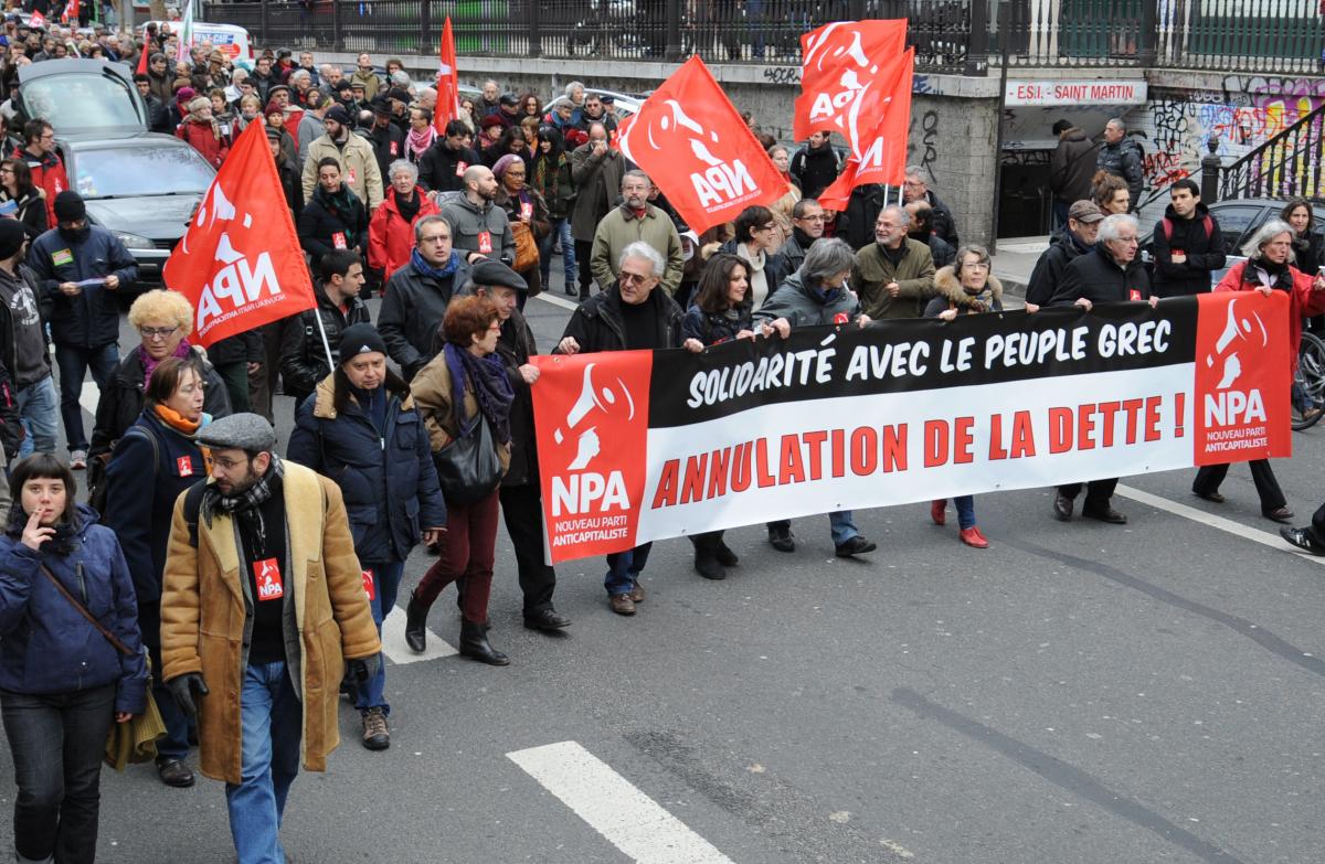 Tête de cortège manifestation Npa en soutien du peuple Grec