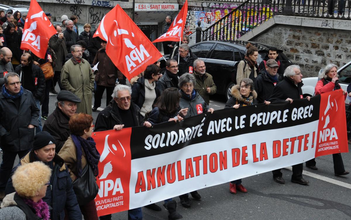 Tête de cortège manifestation Npa en soutien du peuple Grec