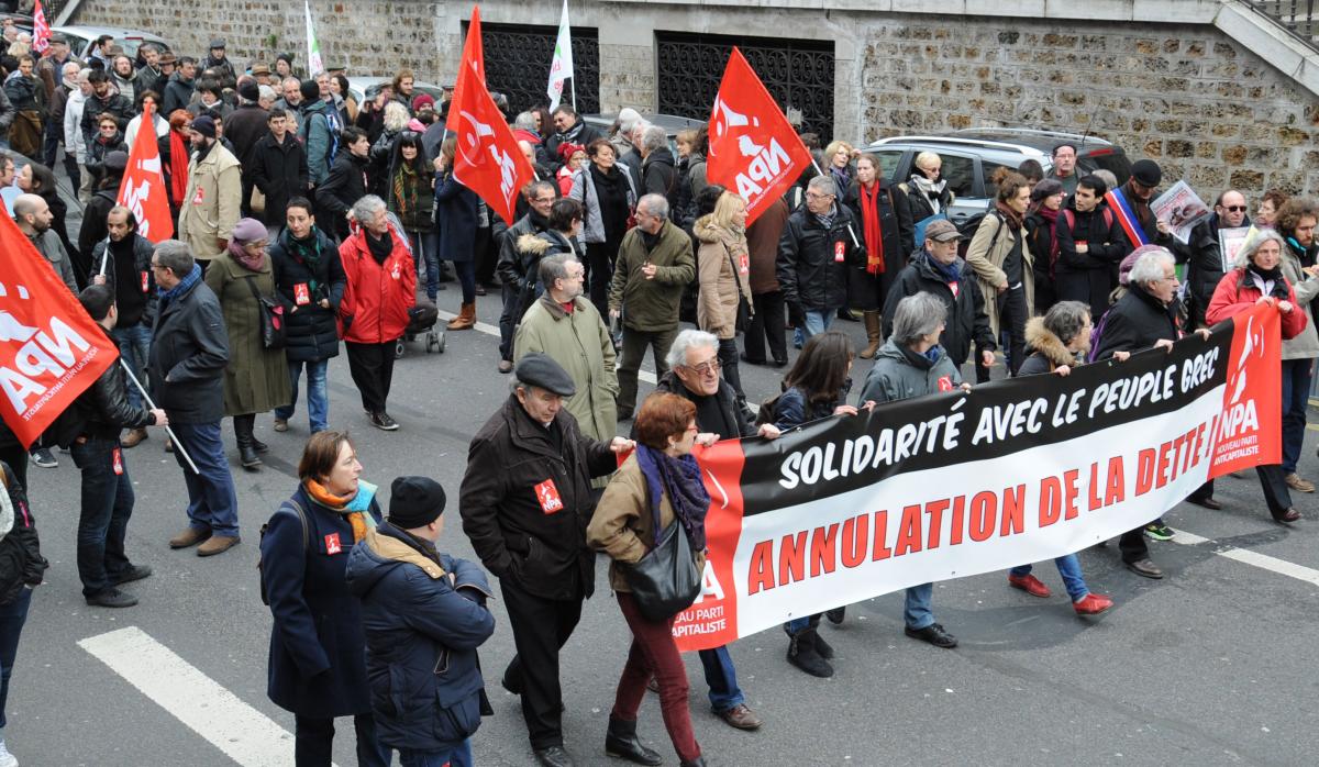 Tête de cortège manifestation Npa en soutien du peuple Grec