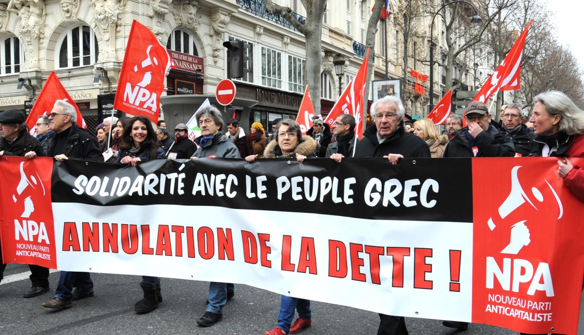 Tête de cortège manifestation Npa en soutien du peuple Grec