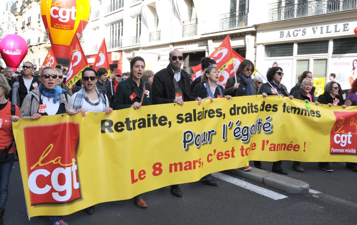 Cgt manifestation à l'appel de la marche mondiale des femmes